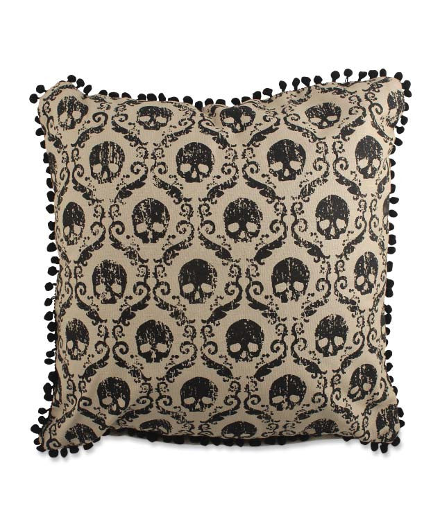 Damask Skull Wallpaper Pillow