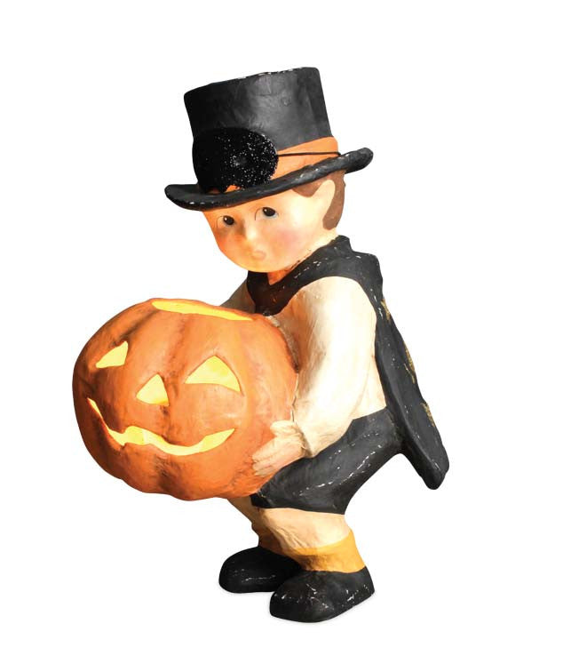 Pumpkin Surprise Boy - Large Paper Mache