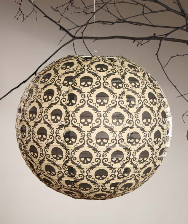 Skull Damask Tissue Paper Lantern
