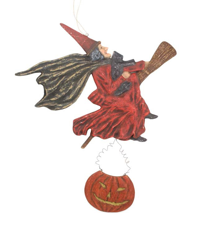 Paper Mache Flying Witch Wall Hanging