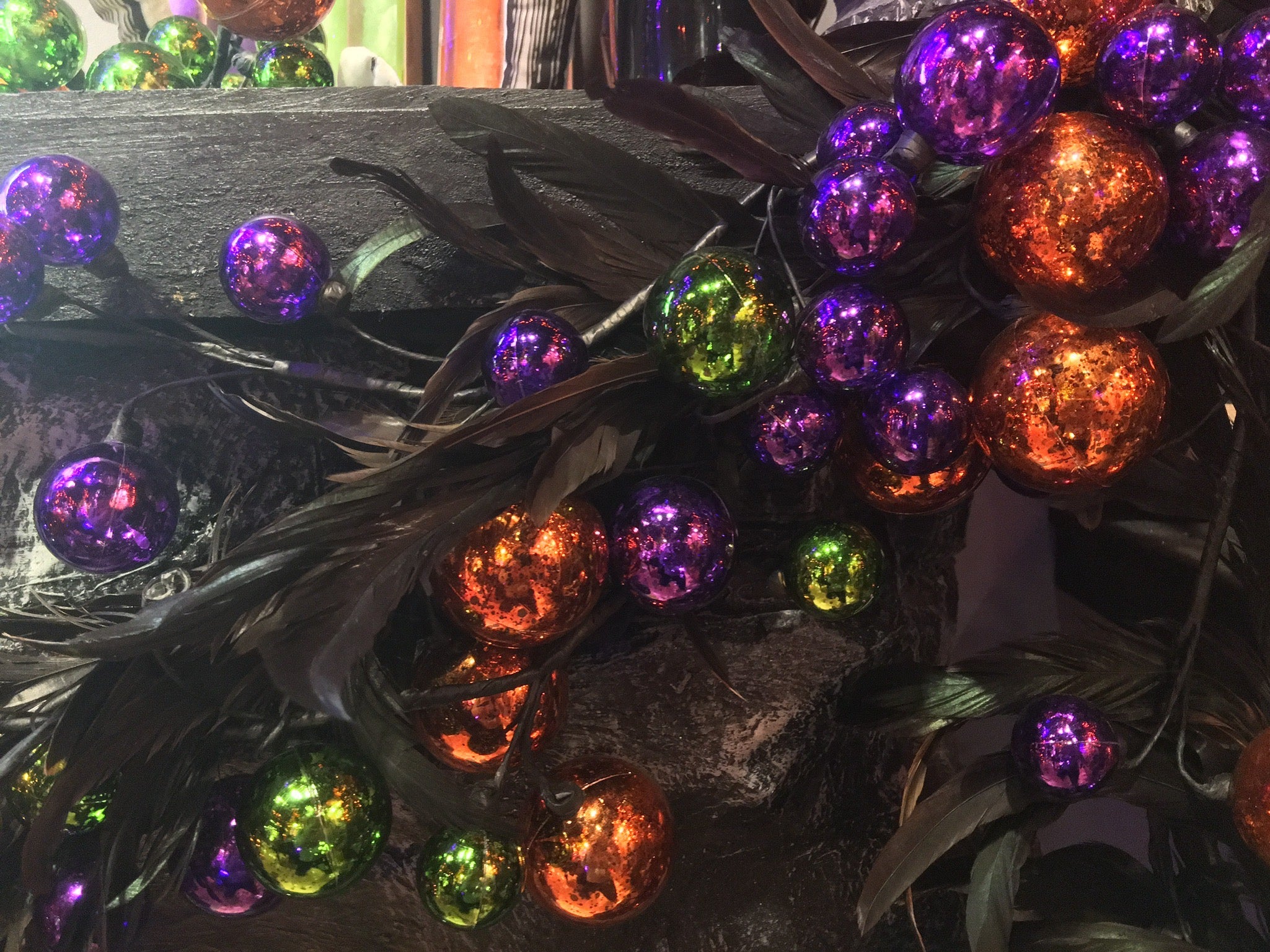Spooky Halloween Feather and Ball Garland
